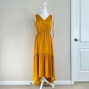 Old Hollywood Vintage Style Golden Yellow Maxi Dress